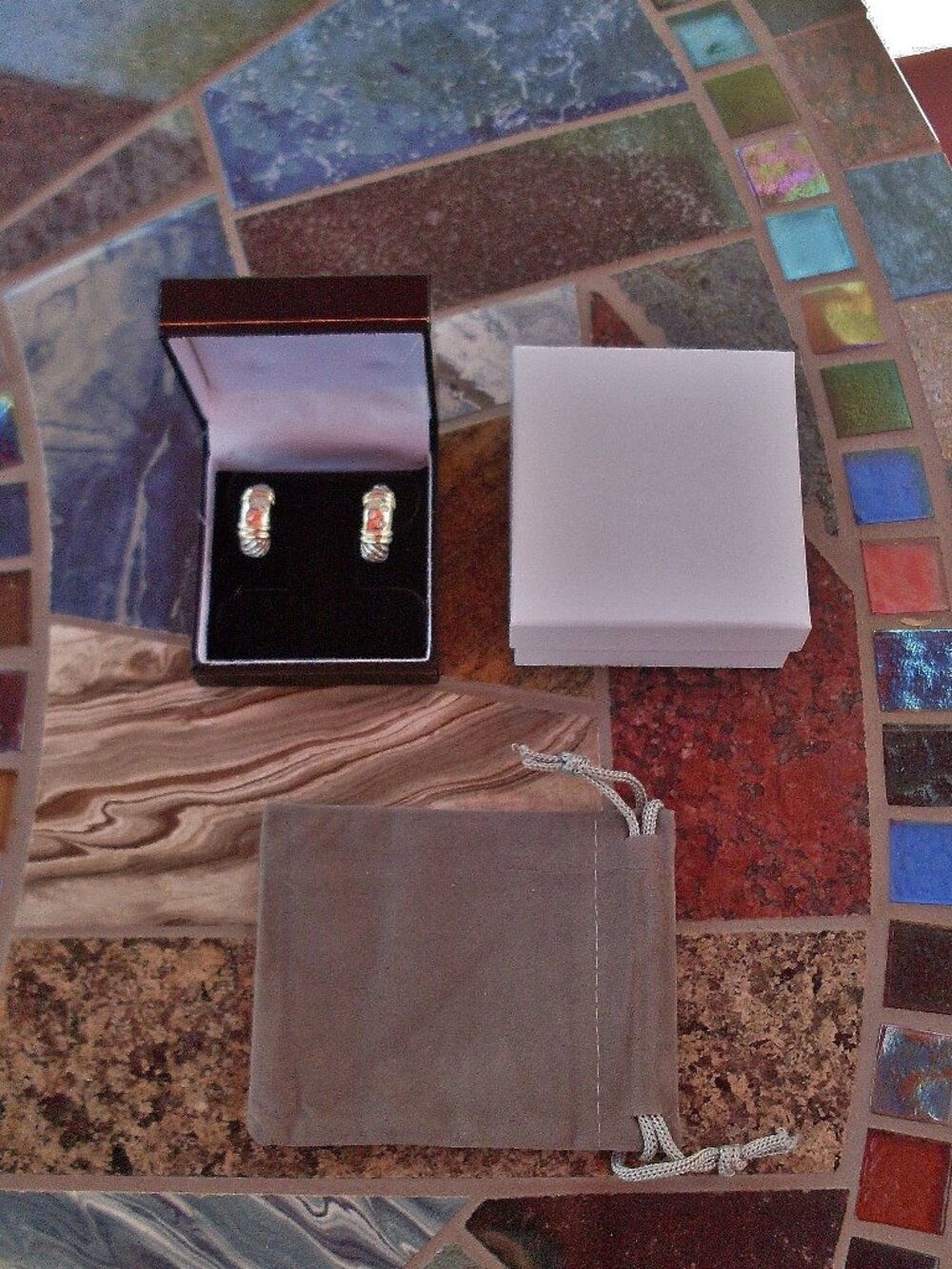Rare & Retired David Yurman Diamond Metro Shrimp Earrings 14K/925 - Omega Backs - Picture 2 of 7